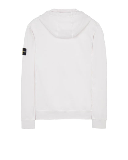 Stone Island Garment Dyed Cotton Fleece Hoodie White