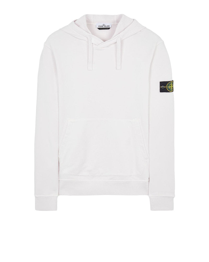 Stone Island Garment Dyed Cotton Fleece Hoodie White