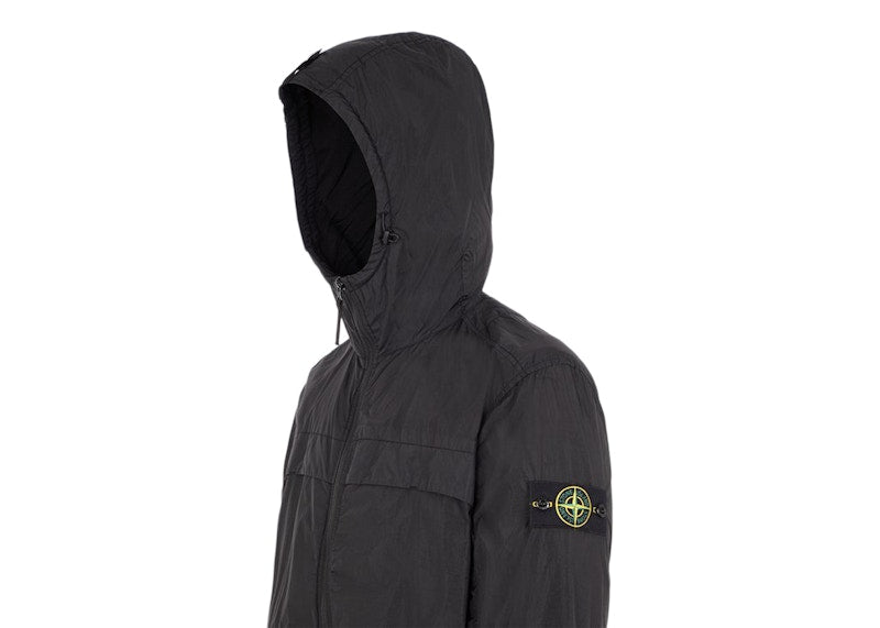 Stone Island Garment Dyed Crinkle Hooded Jacket Black
