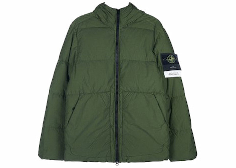 Stone Island Garment Dyed Crinkled Jacket Olive Green