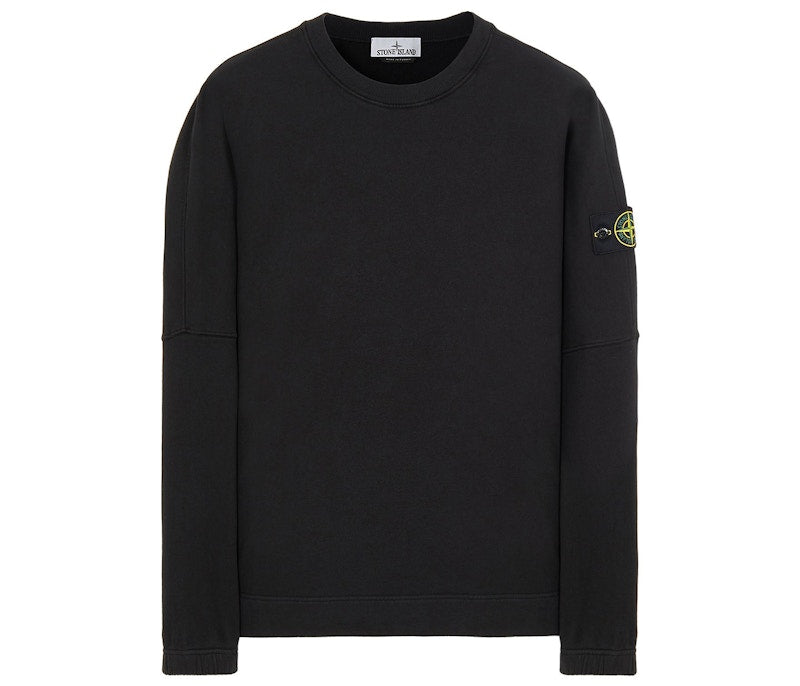 Stone Island Logo Appliqued Cotton Sweatshirt Black