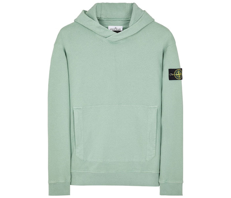 Stone Island Logo Appliqued Hoodie Sage Green