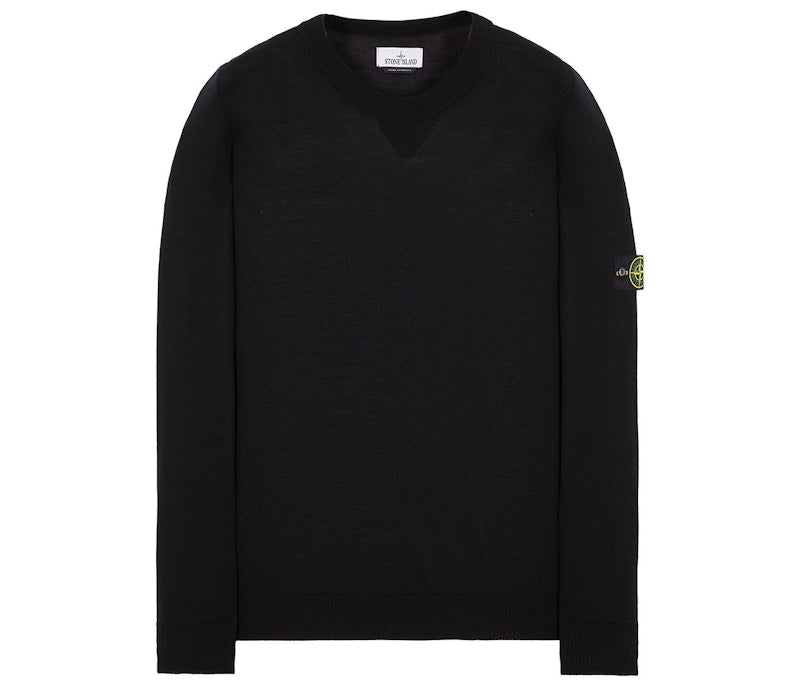 Stone Island Logo Appliqued Wool Sweater Black