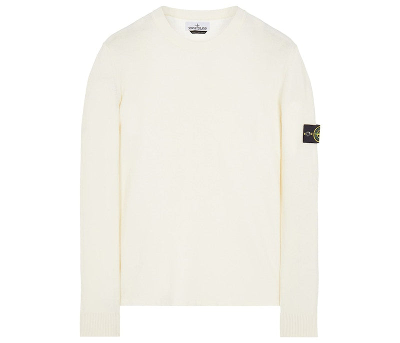Stone Island Logo Appliqued Wool Sweater Natural White