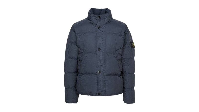 Stone Island Logo Patch High Neck Puffer Jacket Navy