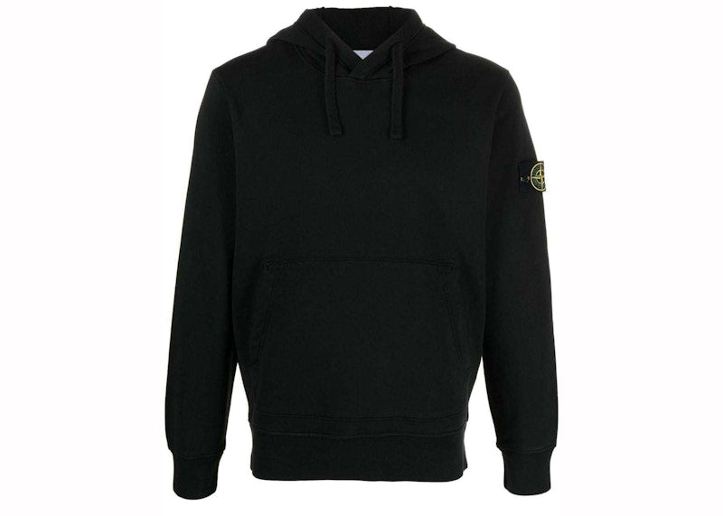 Stone Island Logo Patch Hoodie Black
