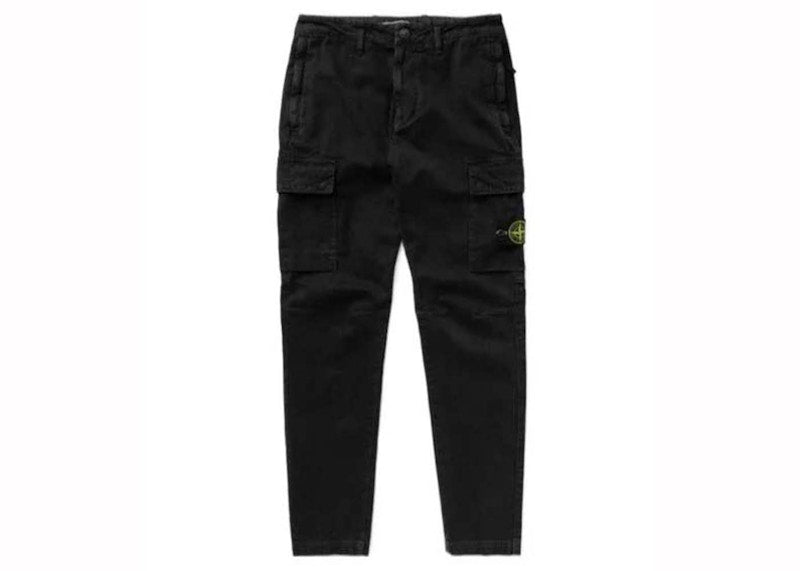 Stone Island Logo-Patch Tapered Trousers Black