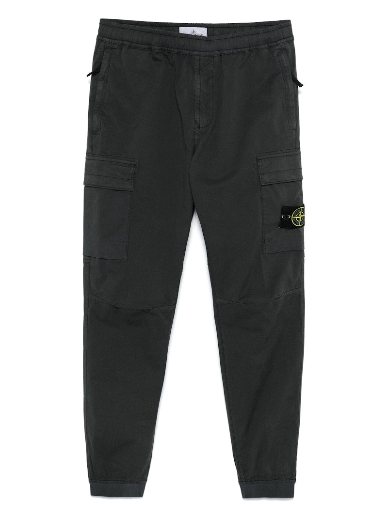 Stone Island Logo Trousers Charcoal
