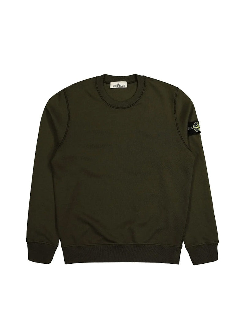 Stone Island Organic Cotton Fleece Crewneck Green