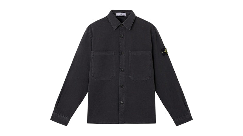 Stone Island Organic Panama Cotton Old Effect 1200025 Overshirt Ink Blue
