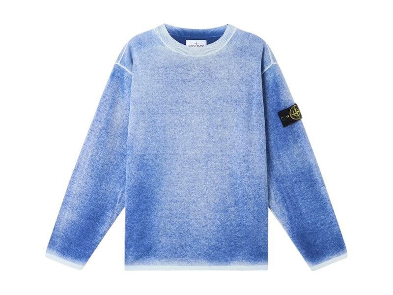 Stone Island Oversized Raw Hand Crewneck Blue