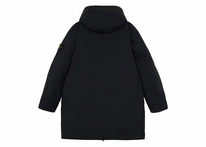 Stone Island Polyester Micro Twill Long Down Parka Jacket Black