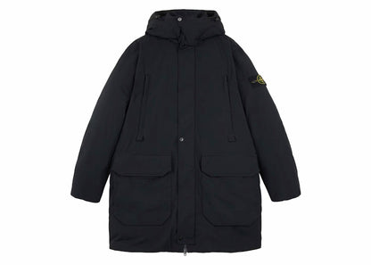 Stone Island Polyester Micro Twill Long Down Parka Jacket Black