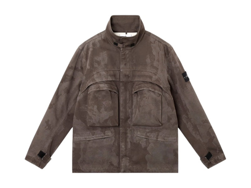 Stone Island Raso Gommato Camo Field Jacket Brown Camo
