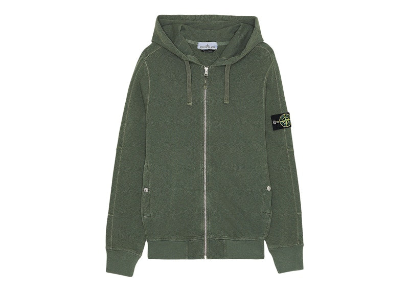 Stone Island Zip Hoodie Musk Green