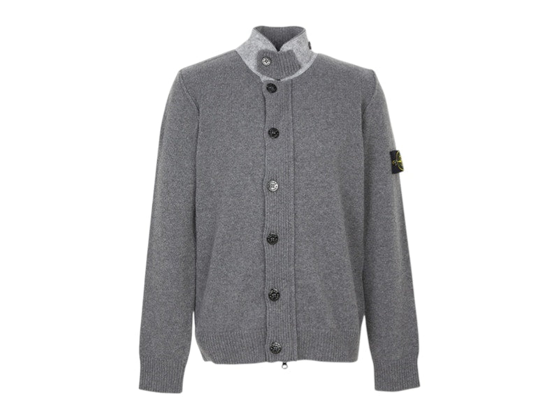 Stone Island Zip Up Cardigan Gray