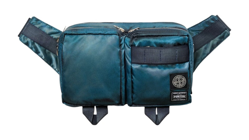 Stone Island x Porter Hand Corrosion on Nylon Twill Cross Body Bag Blue