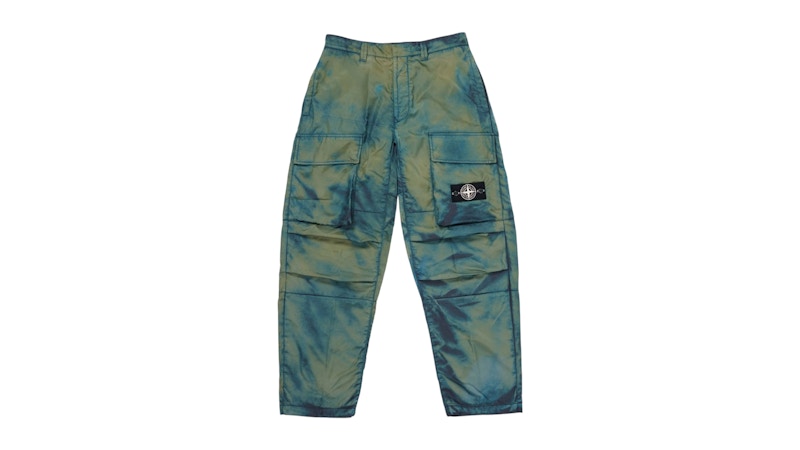 Stone Island x Porter Hand Corrosion on Nylon Twill Loose Fit Cargo Trousers Blue