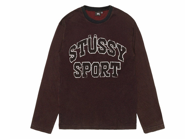 Stussy 2 Tone Cotton Mesh Crew Black
