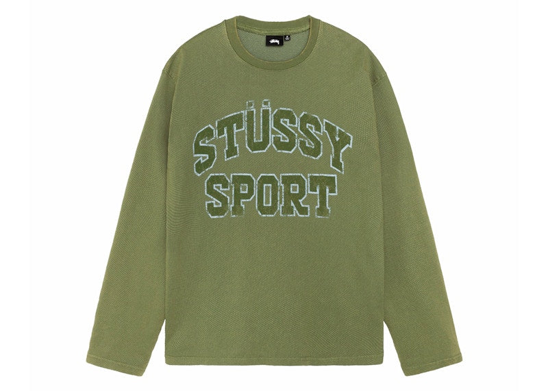 Stussy 2 Tone Cotton Mesh Crew Green
