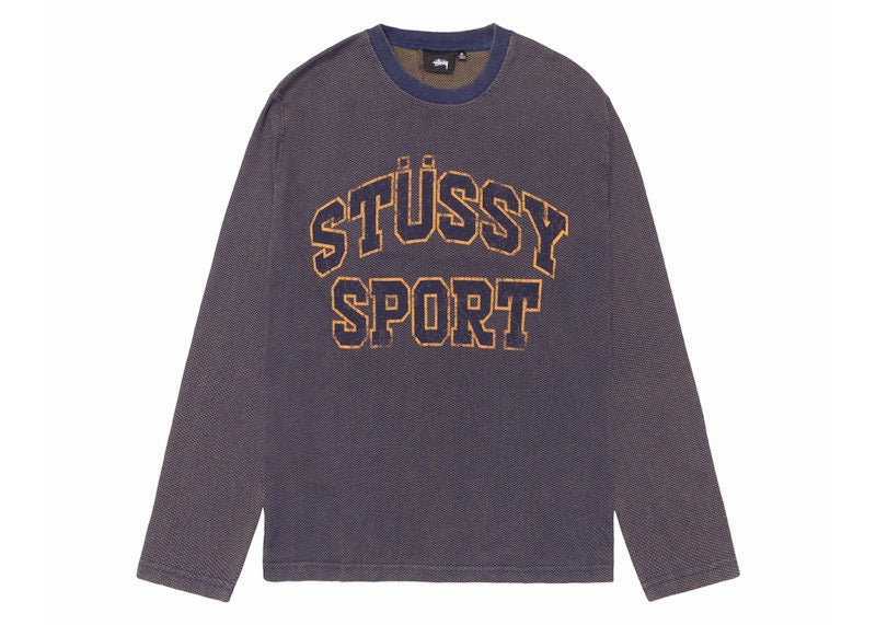 Stussy 2 Tone Cotton Mesh Crew Navy