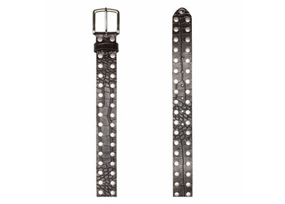 Stussy 8 Ball Studded Belt Brown Textured Leather