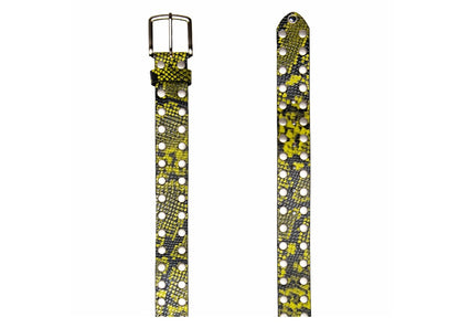 Stussy 8 Ball Studded Belt Green Snake Print Leather