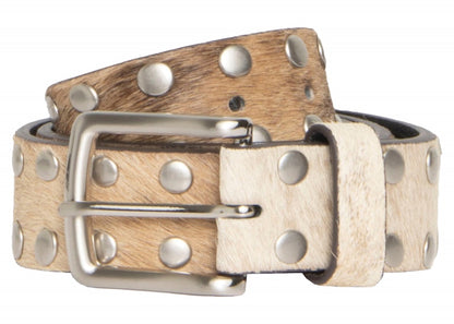Stussy 8 Ball Studded Belt Raw Cowhide Hair