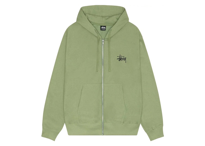 Stussy Basic Logo Zip Hoodie Moss