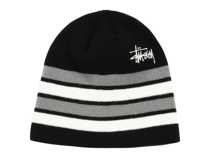 Stussy Basic Striped Skullcap Beanie Black