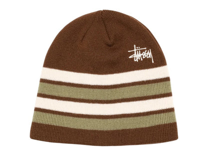Stussy Basic Striped Skullcap Beanie Brown