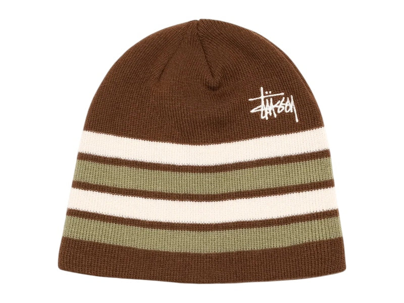 Stussy Basic Striped Skullcap Beanie Brown