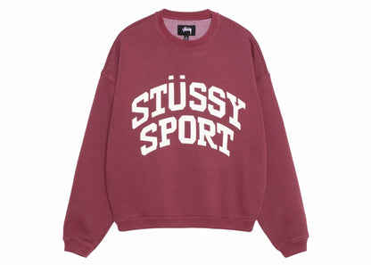 Stussy Big Crackle Sport Crew Burgundy