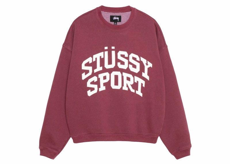 Stussy Big Crackle Sport Crew Burgundy