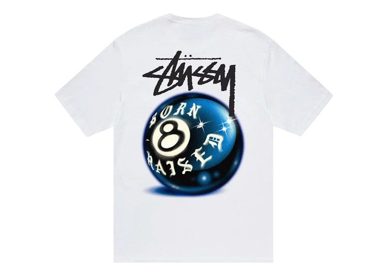 Stussy Born X Raised 8 Ball Tee White