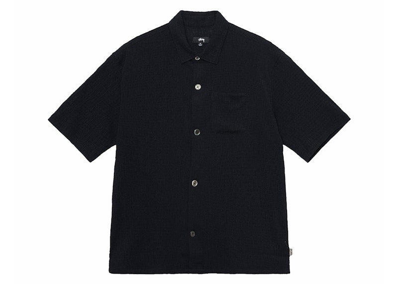 Stussy Boxy Flat Crinkled Hem Shirt Black