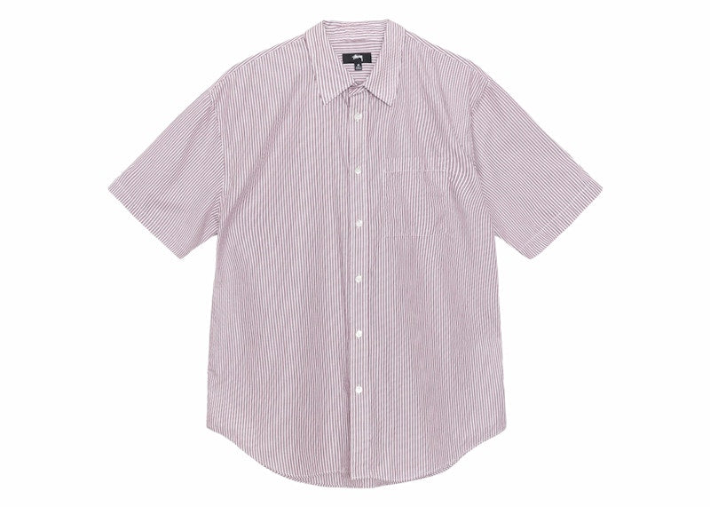 Stussy Boxy S/S Stripe 8 Ball Shirt Burgundy