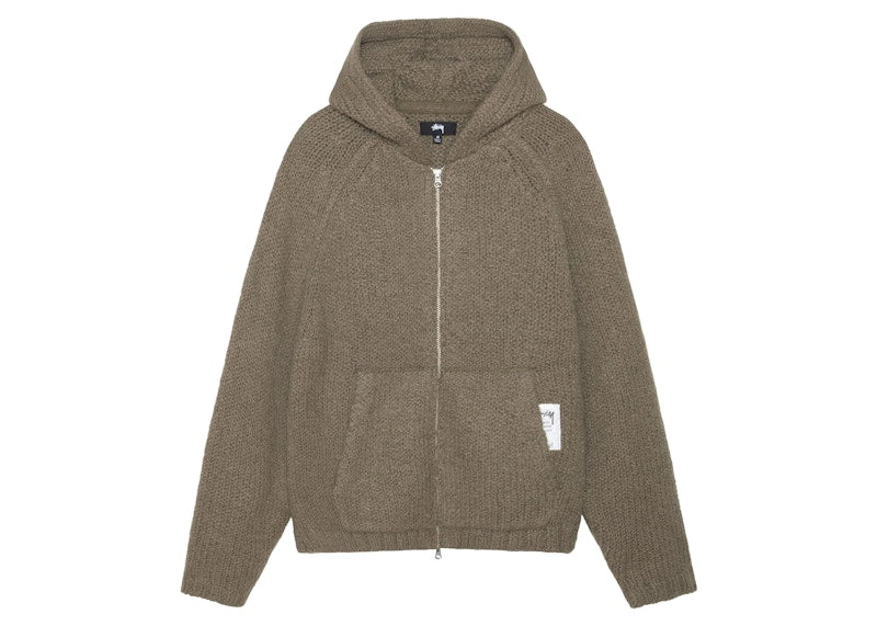 Stussy Chunky Knit Zip Hoodie Fossil