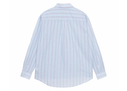 Stussy Classic Striped Cotton Linen Shirt Light Blue