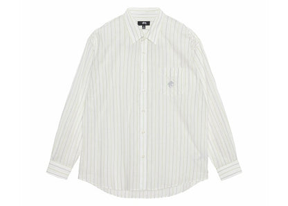 Stussy Classic Striped Cotton Linen Shirt White