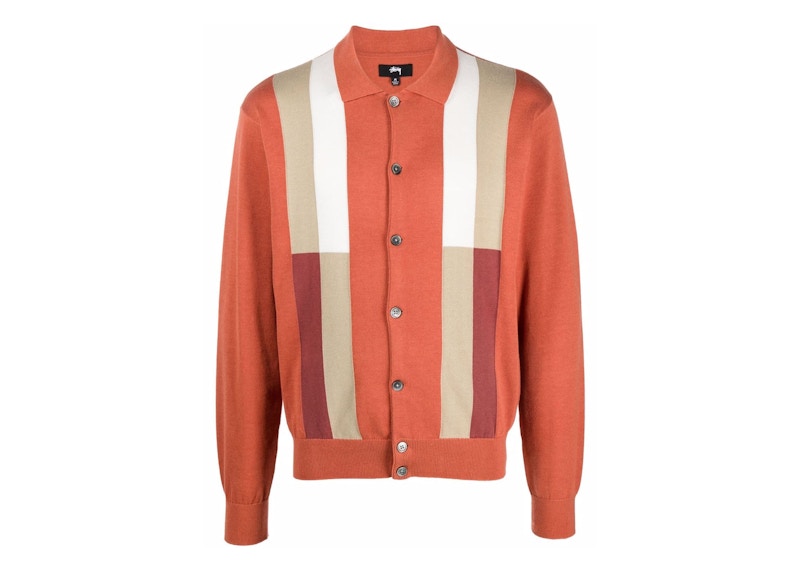 Stussy Color Block Sweater Burnt Orange