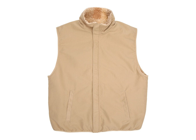 Stussy Colorblock Reversible Mixed Sherpa Vest Khaki