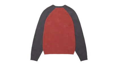 Stussy Colorblocked Raglan Knit Crew Brick