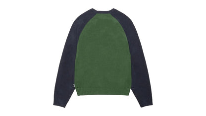 Stussy Colorblocked Raglan Knit Crew Green