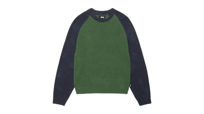 Stussy Colorblocked Raglan Knit Crew Green