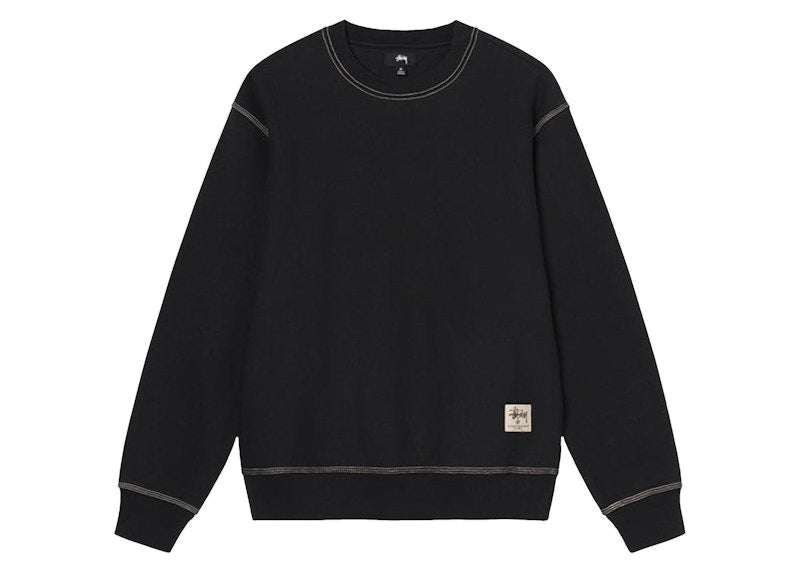 Stussy Contrast Stitch Label Crew Sweater Black