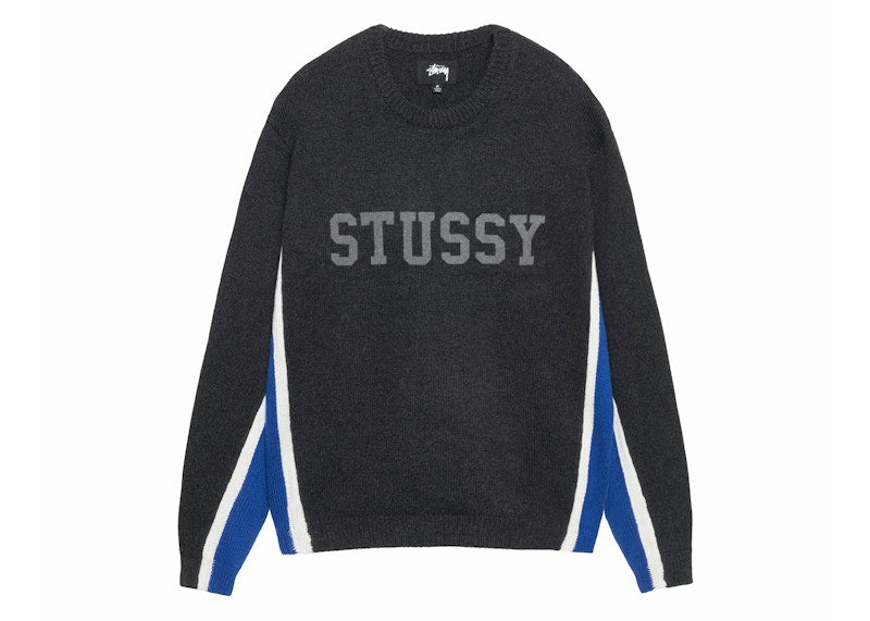 Stussy Contrast Stripe Crew Charcoal
