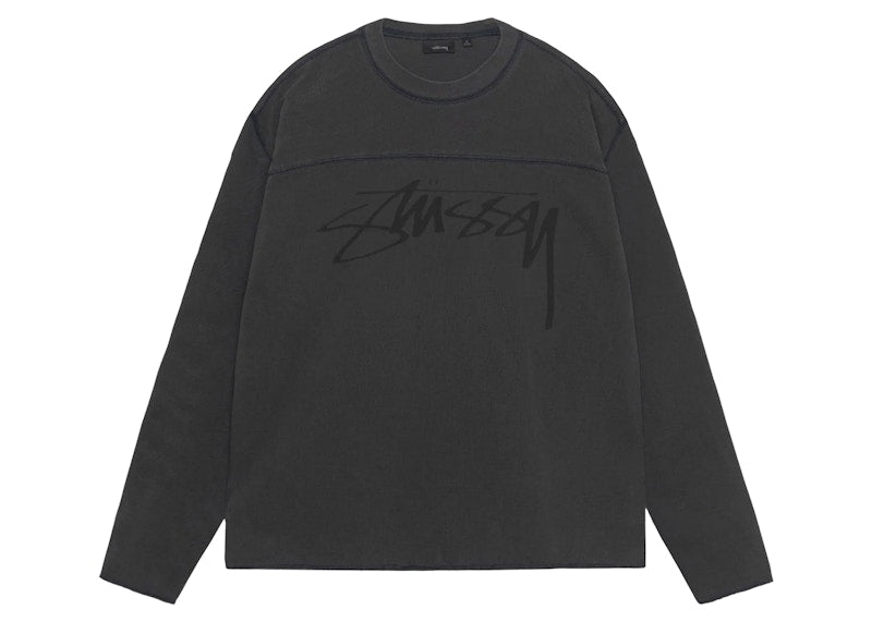 Stussy Cotton Football Pigment Dyed Crew Washed Black