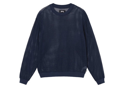Stussy Cotton Mesh L/S Crew Navy