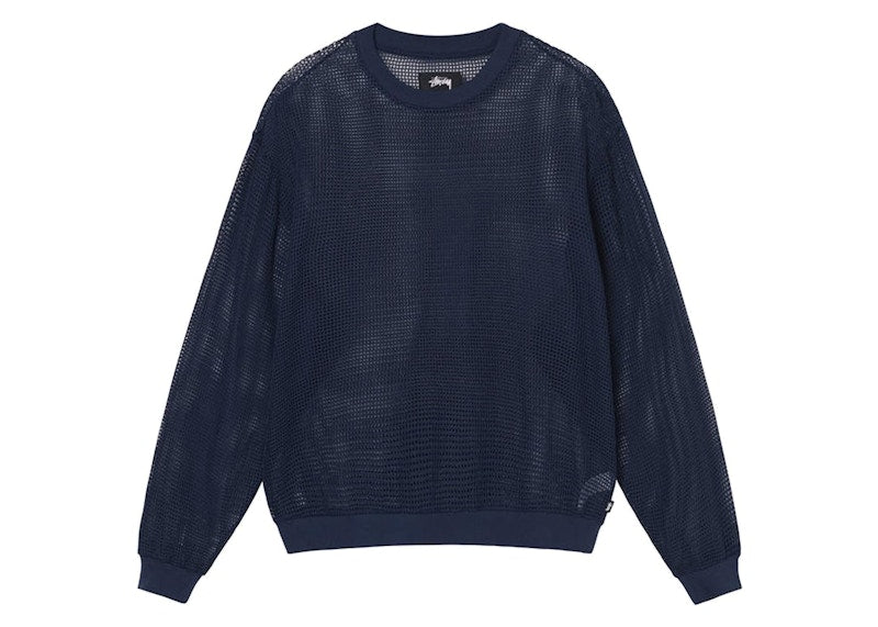 Stussy Cotton Mesh L/S Crew Navy